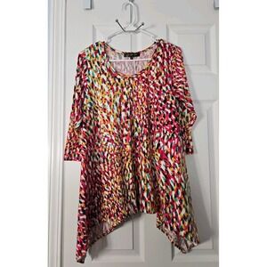 Lexington Avenue NYC 3/4  Blouse Size Medium Geometric Multicolor Blouse
